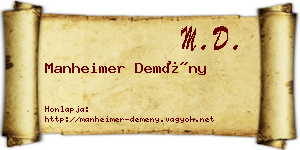 Manheimer Demény névjegykártya